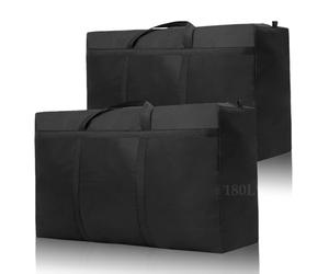 Kongming 2 pezzi Sacchi Neri Grandi Resistenti 600D Oxford, 180L Borsa Impermeabile Borse Trasloco con Cerniere per Vestit Storage e Trasloco