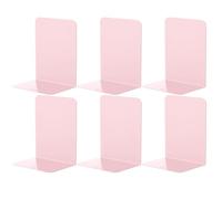 Kongming 3 coppie Fermalibri in Metallo, Ferma Libri Con Tappetino antiscivolo, Reggilibri per Libreria Scaffale Mensole Ufficio 21 x 13,5 x 9 cm (Rosa)