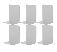 Kongming 3 coppie Fermalibri in Metallo, Ferma Libri Con Tappetino antiscivolo, Reggilibri per Libreria Scaffale Mensole Ufficio 21 x 13,5 x 9 cm (Grigio)