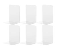 Kongming 3 coppie Fermalibri in Metallo, Ferma Libri Con Tappetino antiscivolo, Reggilibri per Libreria Scaffale Mensole Ufficio 21 x 13,5 x 9 cm (Bianco)