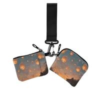 Kongming Lights Night Sky - Portamonete da donna, sottile, rimovibile, con bracciale, 2 pezzi, luci Kongming cielo notturno, 1 taglia, Kongming luci cielo notturno, Taglia unica, Stampa artistica