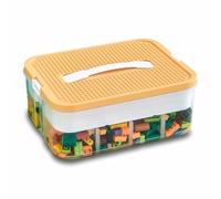 Kongming Scatole di Plastica per Lego, Trasparenti Scatola Giochi per Bambini con Scomparti,Contenitori Mattoncini Impilabili,per Riporre i Giocattoli dei Bambini (giallo, 30,5x12,5x23 cm)