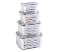 Kongming Set di contenitori per frigorifero con coperchio e colino separabile, per frutta, verdura, insalata, bacche, uova, patate (4.15L+3.15L+1.7L+0.8L)