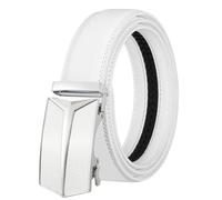 KONGNY Cintura Da Uomo In Vera Pelle Da 3,5Cm Con Fibbia Automatica Cintura Da Uomo Con Fibbia In Lega, Bianco
