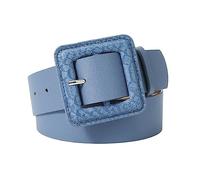 KONGNY Cintura di Fibbia Retrò Donna con Fibbia Quadrata Vintage Abito Solido Jeans Cinture Larghe 106cm, Azzurro, Taglia unica