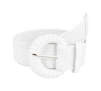 KONGNY Cintura in Vita da Donna Cintura Larga in Paglia Boema Retrò Cintura con Fibbia ad Ardiglione Fatta a Mano Pantaloni Regolabili Cintura per Abito Accessori per Abbigliamento, Bianco, 80-100cm