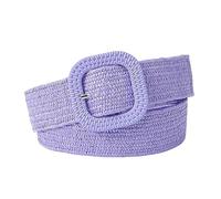 KONGNY Cinture Intrecciate Vintage Della Boemia per le Donne Fibbia Quadrata Tessuto di Paglia Finto Cintura Larga Cintura Estiva Decorazione Cintura, Viola