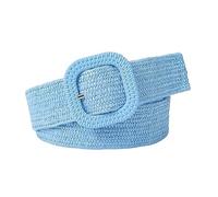 KONGNY Cinture Intrecciate Vintage Della Boemia per le Donne Fibbia Quadrata Tessuto di Paglia Finto Cintura Larga Cintura Estiva Decorazione Cintura, Blu