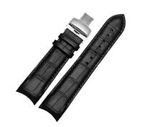 KONGNY Cinturino Da Uomo Con Cinturino Con Estremità Curva In Vera Pelle Da 22Mm 23Mm 24Mm, Argento nero, 24mm