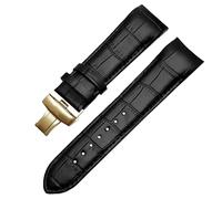 KONGNY Cinturino Da Uomo Con Cinturino Con Estremità Curva In Vera Pelle Da 22Mm 23Mm 24Mm, Oro nero, 24mm