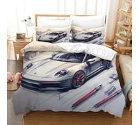 KONGNY Porsches 911 Set Di Biancheria Da Letto Per Con Stampa 3D, Copripiumino Con Cerniera, Incluso Federe, Biancheria Da Letto Copripiumini Per Ragazzi E Ragazze King（220x240cm）