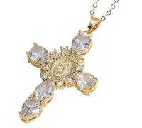 Kongou Collana con ciondolo croce della Vergine Maria, Collana con croce di Santa Maria, Regali di gioielli per donne per feste, matrimoni, compleanni, anniversari, San , festa della mamma e Natale