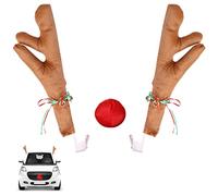 Kongou Corna di Renna E Naso Rudolph per Auto - 3 Pezzi Decorazioni Natalizie per Veicoli