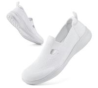konhill Sneakers da donna traspiranti slip-on - Scarpe da corsa leggere in rete per jogging, camminate e all'aperto, Tutti bianchi, 40 EU