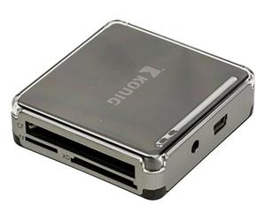 Konig CSU2CHC100BL - Hub USB 2.0 a 3 porte e lettore di schede di memoria