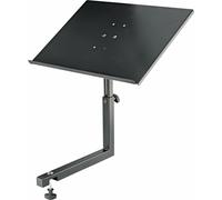 K&M 12162 Tavolo nero in acciaio - Estensione per tavolo DJ - altezza e inclinazione regolabili - con barra di arresto resistente