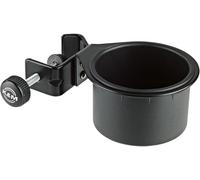 K&M 16024 portalattine nero - superficie di appoggio per bicchieri e lattine, avvitabile su supporto di ø 3 cm, flessibile e pratico