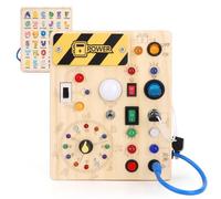 Konijiwa Giochi Bambini 1 Anno Montessori Busy Board Tavola Sensoriale Legno con 10 Interruttori e 23 luci LED Giochi per Neonati e Bambini 2-4 Anni