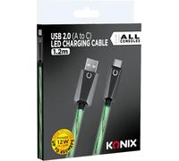 Konix Cavo USB 2.0 Type A verso Type C per PS5, Switch 2 e Xbox Series X|S - Ricarica rapida fino 12 watt - Lunghezza 1,2 m - Illuminazione LED verde