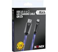 Konix Cavo USB 2.0 Type A verso Type C per PS5, Switch 2 e Xbox Series X|S - Ricarica rapida fino a 12 watt - Lunghezza 1,2 m - Illuminazione LED blu