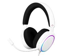 Konix Cuffie gaming circumaurali cablate Nexus per PC - Altoparlanti da 40 mm - Microfono - Connessione USB-A - Cavo da 1,8 m - Illuminazione RGB - Bianco