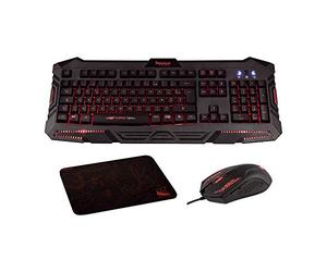Konix Drakkar Pack di accessori gaming per PC - Tastiera wireless Utgard AZERTY - Mouse con cavo Shaman - Tappetino per mouse vichingo