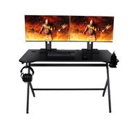 Konix Drakkar Scrivania Gaming Mani 121 x 69 x 76 cm - Piano del Tavolo in Legno e Metallo - Porta bicchieri e Supporto per Cuffie Inclusi - Nero