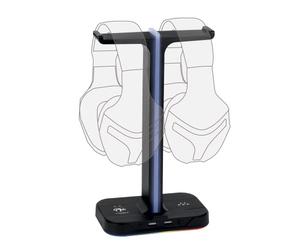 Konix FFF Supporto Doppio per Cuffie da Gaming - Retroilluminazione Arcobaleno - Nero e Blu
