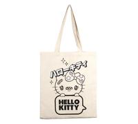 Konix Hello Kitty Borsa Tote con manici lunghi - 38 x 42 cm - 100% poliestere - Design Star - Bianco