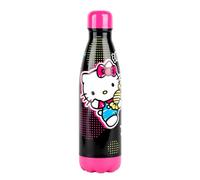 Konix Hello Kitty Bottiglia isotermica - Acciaio inossidabile - 500 ml - Design caramelle - Nero