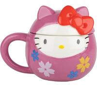 Konix Hello Kitty Tazza in ceramica 3D - 320 ml - Design Daruma - Rosa