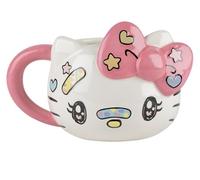 Konix Hello Kitty Tazza in ceramica 3D - 320 ml - Design Kawaii - Bianco e rosa