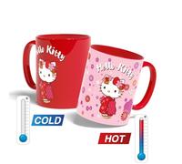 Tazza termoreattiva - Konix - Hello Kitty - 320 ml - Fantasia kimono - Rossa