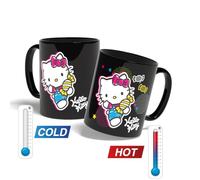 Konix Hello Kitty Tazza termoreattiva - 320 ml - Design dolci - Nero