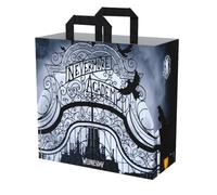Konix Mercoledì Borsa della Spesa 40 x 45 x 20 cm - Materiale riciclato - Design Nevermore Academy - Nero e bianco