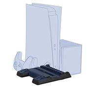 Konix Mythics Cool & Charge Spaceship Base di Ricarica per Console, 2 Controller DualSense e Fino a 11 Giochi PS5 - Nero