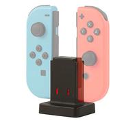 Konix Mythics Supporto base di ricarica rapida per controller Joy-Con Nintendo Switch, Switch Lite e Switch OLED - Cavo da 50 cm - Nero