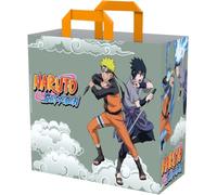 Konix Naruto Shippuden Borsa della Spesa 40 x 45 x 20 cm - Materiale riciclato - Bianco - Design Naruto e Sasuke - Grigio