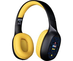 Konix Pac-Man Cuffie audio sovraurali wireless Bluetooth 5.3 smartphone e tablet - Autonomia 30 h - Cavo Jack 3,5 mm - Nero e giallo