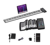 KONIX Pianoforte arrotolabile a 88 tasti, tastiera portatile ricaricabile a mano, 128 ritmi, 128 toni, tastiera estraibile con display a LED funzione MIDI, miglior regalo per bambini e principianti