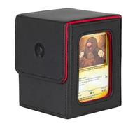 Konix Scatola di stoccaggio Window Deckbox per giochi di carte collezionabili - Formato 63 x 88 mm - Compatibile con Magic: The Gathering e Pokémon - Nero e rosso