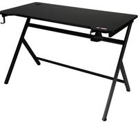 Konix Scrivania gaming Fenris 120 x 60 x 78 cm a forma di Y - Piano del tavolo in legno e metallo - Portabicchieri - Supporto per cuffie - Nero