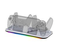 Konix Stazione di ricarica PlayStation Portal e 2 controller DualSense PS5 - Ricarica rapida 4 h - Connettori magnetici - 10 luminosi RGB - Bianco