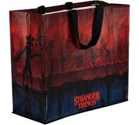 Konix Stranger Things Borsa della Spesa 40 x 45 x 20 cm - Materiale riciclato - Design Upside Down - Nero, rosso e blu