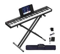 KONIX Tastiera per pianoforte a 88 tasti con supporto, sensibilità al tocco, tastiera semi-ponderata per principianti, include pedale sustain, alimentatore e borsa per pianoforte