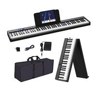 KONIX Tastiera per pianoforte pieghevole a 88 tasti, tastiera per pianoforte semi-ponderata pieghevole, tastiera elettronica portatile Bluetooth con leggio per spartiti, pedale Sustain e borsa per