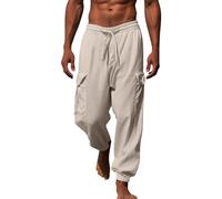 KonJim Pantaloni harem da uomo 2024 con coulisse Aladdin Hippie Harem Pantaloni in lino Yoga Spiaggia Pantaloni larghi Casual Lunghezza alla Caviglia Pantaloni Jogger Pantaloni della tuta Pantaloni