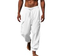 KonJim Pantaloni harem da uomo 2024 con coulisse Aladdin Hippie Harem Pantaloni in lino Yoga Spiaggia Pantaloni larghi Casual Lunghezza alla Caviglia Pantaloni Jogger Pantaloni della tuta Pantaloni