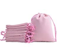 Konmay 10 pezzi sacchetti di velluto rosa morbidi con cordoncino, sacchetti per gioielli, sacchetti regalo per matrimonio o festa, 15x20cm