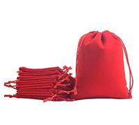 Konmay 10 pezzi sacchetti di velluto rosso morbido con cordoncino, sacchetti per gioielli, sacchetti regalo per matrimonio o festa, 13x18cm